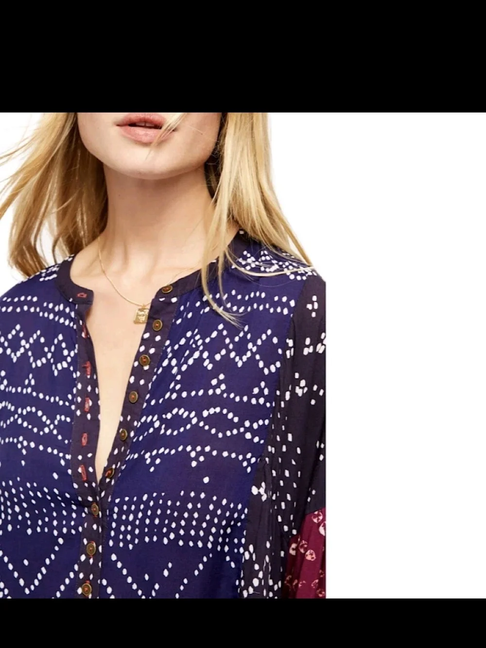 Free People Boho Shibory Tunic Shirtdress Indigo Combo XS - Picture 5 of 16